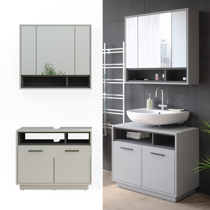 Vicco Set di mobili da bagno Grigio 2 parti
