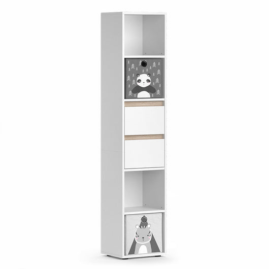Vicco Libreria bambini Bianco 36.2 x 171 cm con box pieghevole grigio