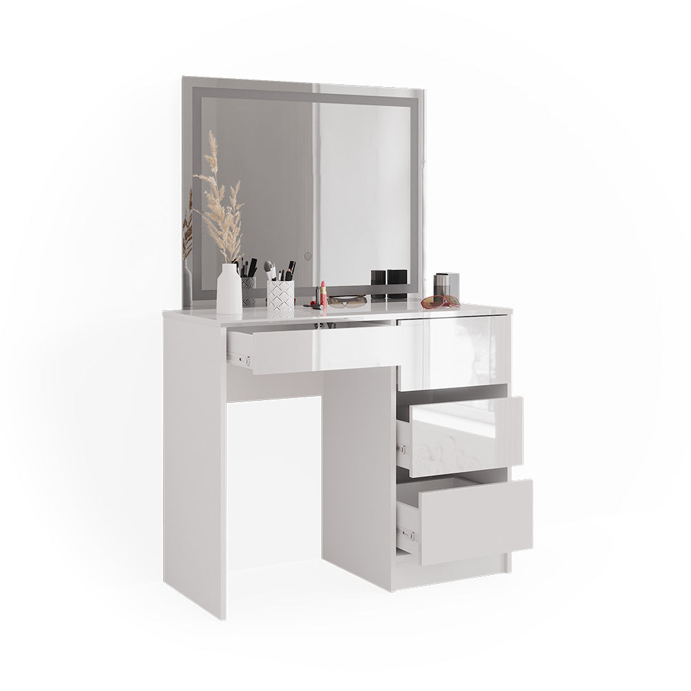 Vicco Tavolo da toeletta Bianco 40 cm con specchio a LED