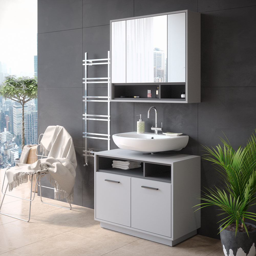 Vicco Set di mobili da bagno Grigio 2 parti