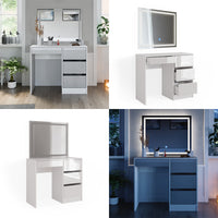 Vicco Tavolo da toeletta Bianco 40 cm con specchio a LED