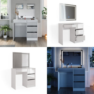 Vicco Tavolo da toeletta Bianco 40 cm con specchio a LED