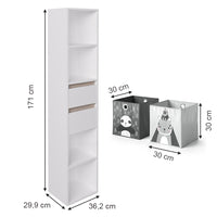 Vicco Libreria bambini Bianco 36.2 x 171 cm con box pieghevole grigio