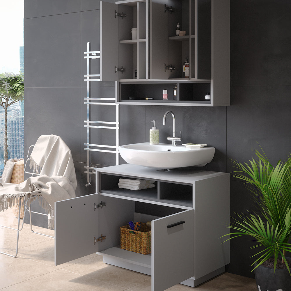 Vicco Set di mobili da bagno Grigio 2 parti