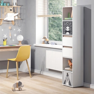 Vicco Libreria bambini Bianco 36.2 x 171 cm con box pieghevole grigio