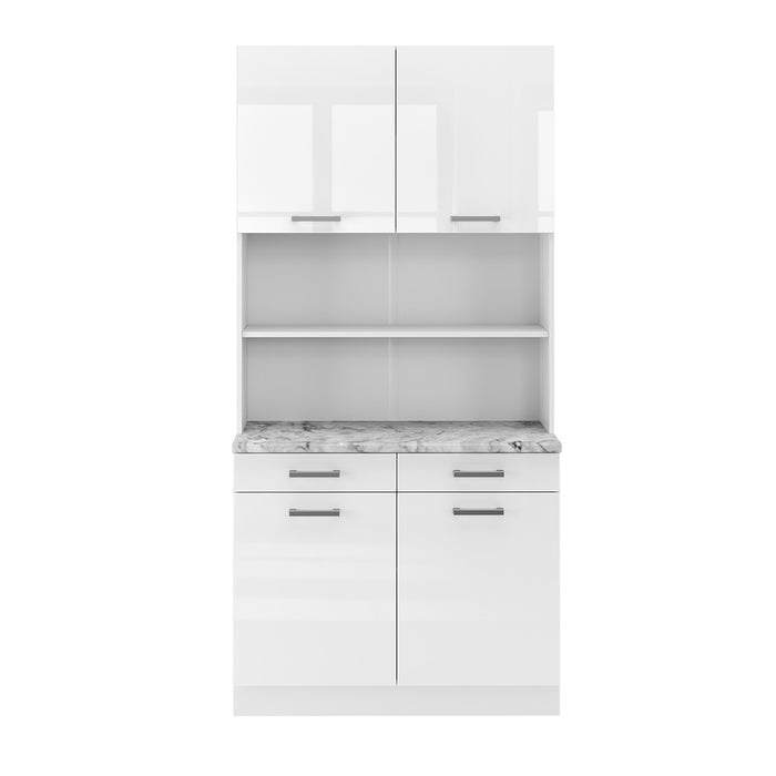 Vicco Cucine componibili piccole Bianco lucido 100 cm , PL Marmo