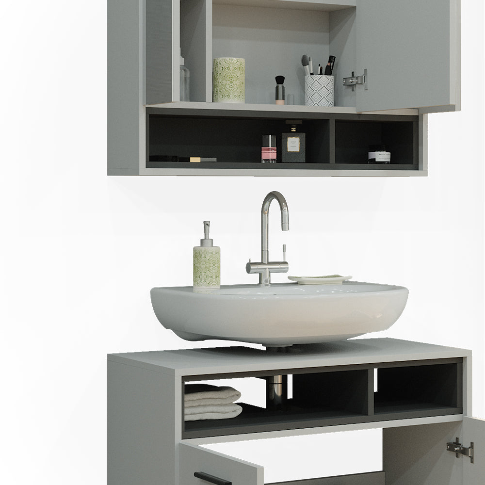 Vicco Set di mobili da bagno Grigio 2 parti