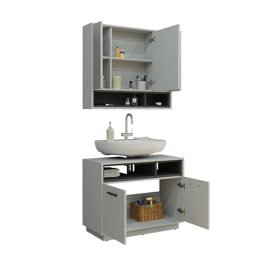 Vicco Set di mobili da bagno Grigio 2 parti