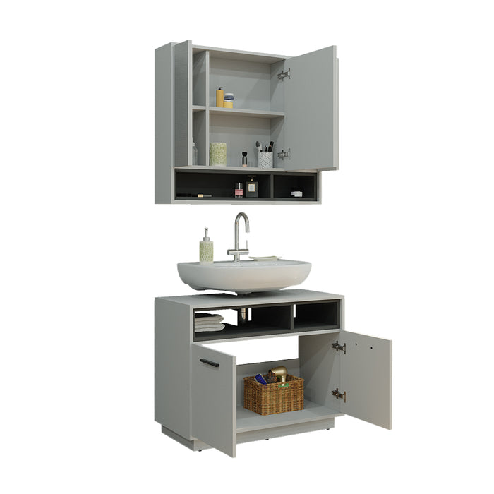 Vicco Set di mobili da bagno Grigio 2 parti