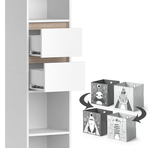 Vicco Libreria bambini Bianco 36.2 x 171 cm con box pieghevole grigio