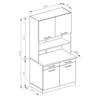 Vicco Cucine componibili piccole Bianco lucido 100 cm , PL Marmo