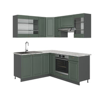 Vicco Cucina angolare completa Verde-oro Country House/Antracite 160 x 190 cm , PL Marmo