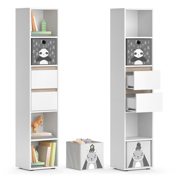 Vicco Libreria bambini Bianco 36.2 x 171 cm con box pieghevole grigio