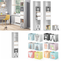 Vicco Libreria bambini Bianco 36.2 x 171 cm con box pieghevole grigio
