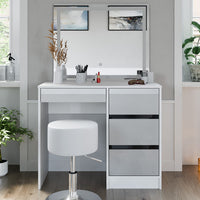 Vicco Tavolo da toeletta Bianco 40 cm con specchio LED e sgabello