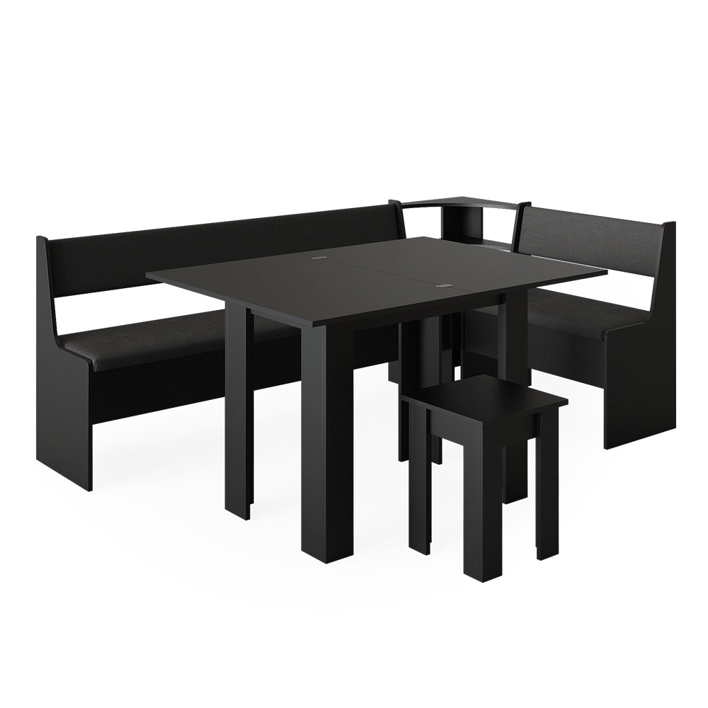 Vicco Gruppo panca ad angolo Nero 120 x 41.5 cm con tavolo