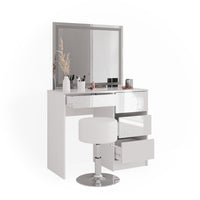 Vicco Tavolo da toeletta Bianco 40 cm con specchio LED e sgabello