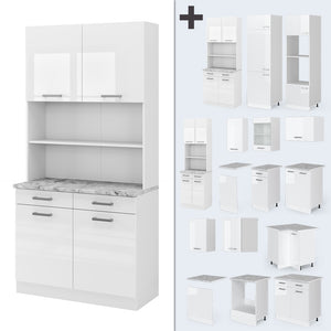 Vicco Cucine componibili piccole Bianco lucido 100 cm , PL Marmo