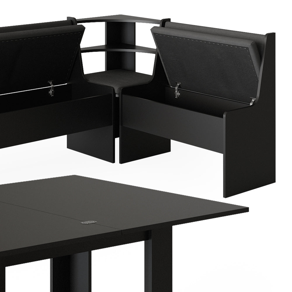Vicco Gruppo panca ad angolo Nero 120 x 41.5 cm con tavolo
