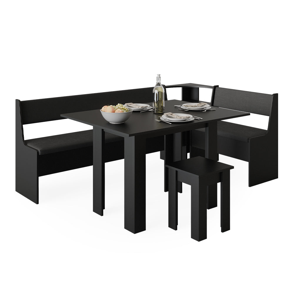 Vicco Gruppo panca ad angolo Nero 120 x 41.5 cm con tavolo
