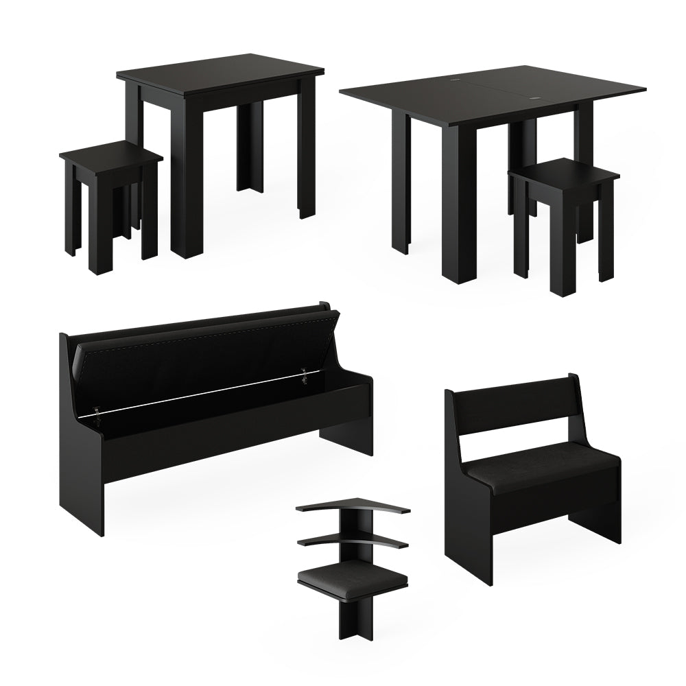 Vicco Gruppo panca ad angolo Nero 120 x 41.5 cm con tavolo