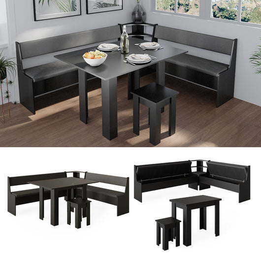 Vicco Gruppo panca ad angolo Nero 180 x 41.5 cm con tavolo