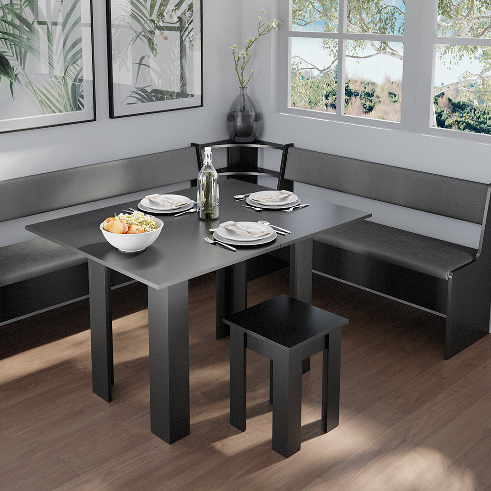 Vicco Gruppo panca ad angolo Nero 180 x 41.5 cm con tavolo