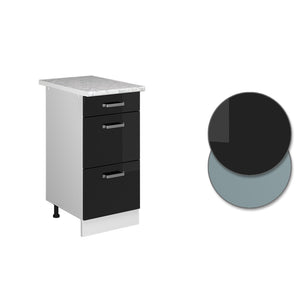 Vicco Base universale Nero lucido 40 cm con cassetti