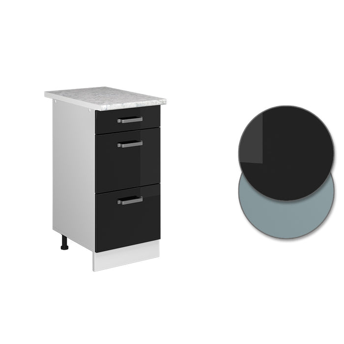 Vicco Base universale Nero lucido 40 cm con cassetti