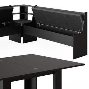 Vicco Gruppo panca ad angolo Nero 180 x 41.5 cm con tavolo