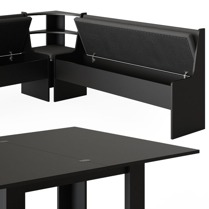 Vicco Gruppo panca ad angolo Nero 180 x 41.5 cm con tavolo