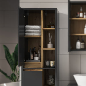 Vicco Armadio per il bagno Antracite 50 x 170 cm con ante e vani a giorno