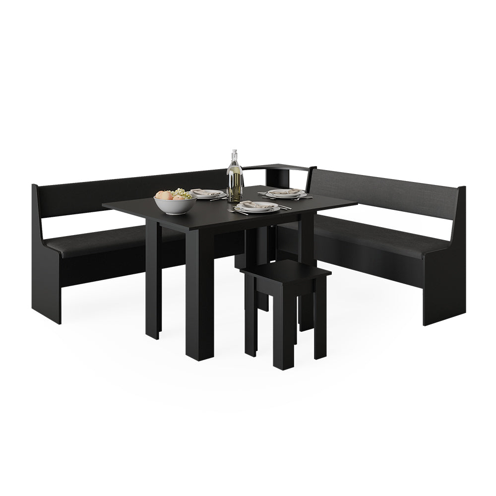 Vicco Gruppo panca ad angolo Nero 180 x 41.5 cm con tavolo