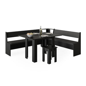 Vicco Gruppo panca ad angolo Nero 180 x 41.5 cm con tavolo