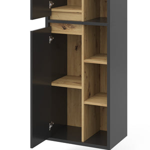 Vicco Armadio per il bagno Antracite 50 x 170 cm con ante e vani a giorno