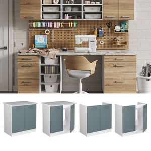 Vicco Base per lavello Grigio-blu 80 cm con ante, con piano di lavoro