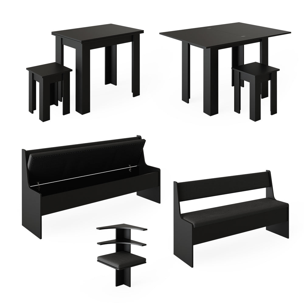Vicco Gruppo panca ad angolo Nero 180 x 41.5 cm con tavolo
