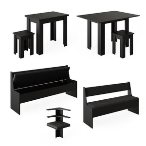 Vicco Gruppo panca ad angolo Nero 180 x 41.5 cm con tavolo