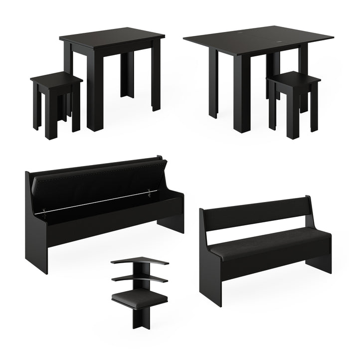 Vicco Gruppo panca ad angolo Nero 180 x 41.5 cm con tavolo