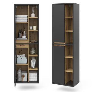 Vicco Armadio per il bagno Antracite 50 x 170 cm con ante e vani a giorno