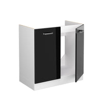 Vicco Mobile lavello cucina Nero lucido 80 cm , PL Rovere