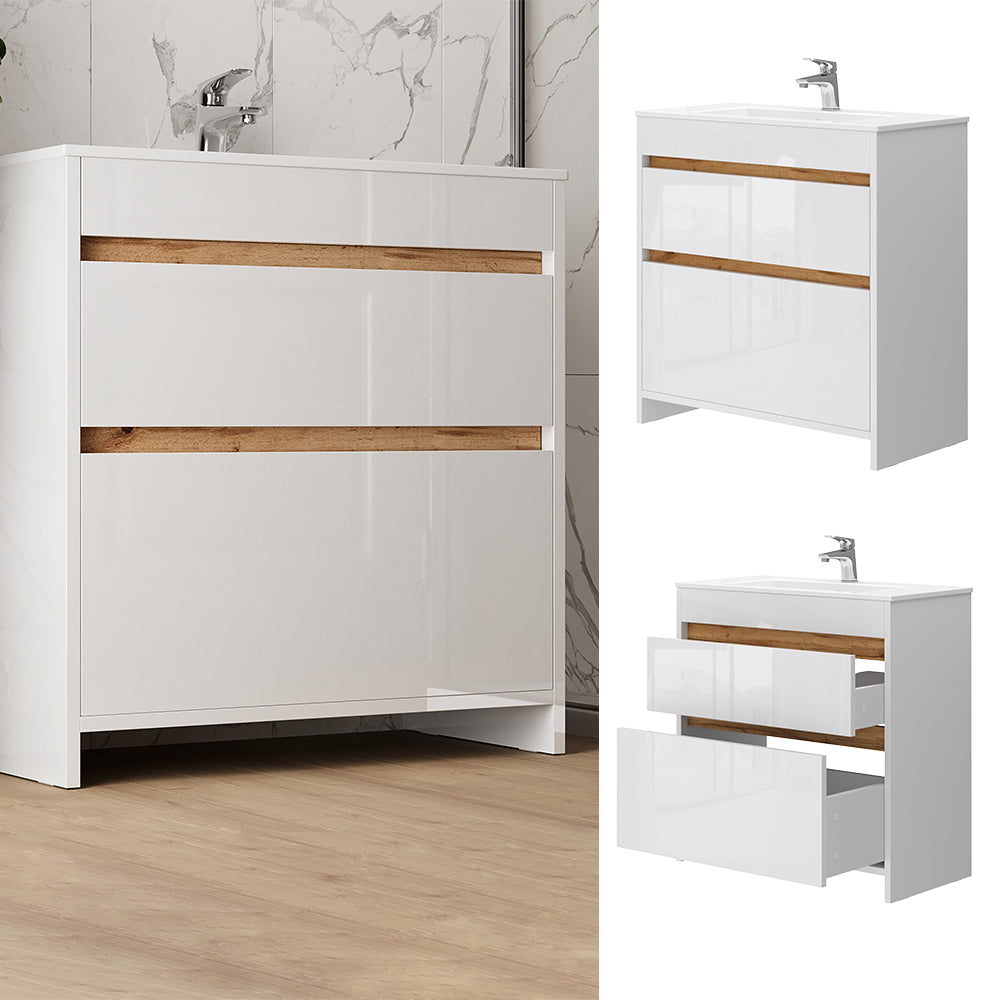 Vicco Set di mobili da bagno Bianco 2 parti, mobile base 80 cm