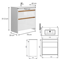 Vicco Set di mobili da bagno Bianco 2 parti, mobile base 80 cm