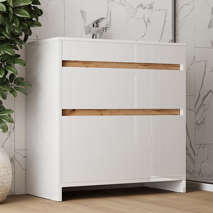 Vicco Set di mobili da bagno Bianco 2 parti, mobile base 80 cm