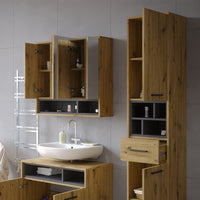 Vicco Armadio per il bagno Rovere artigianale/antracite 38 x 190 cm con ante, cassetto