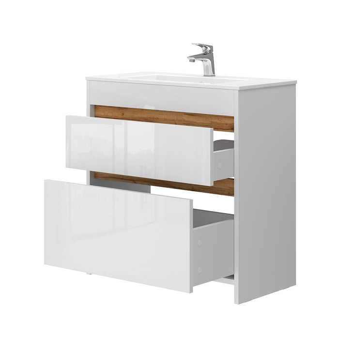 Vicco Set di mobili da bagno Bianco 2 parti, mobile base 80 cm
