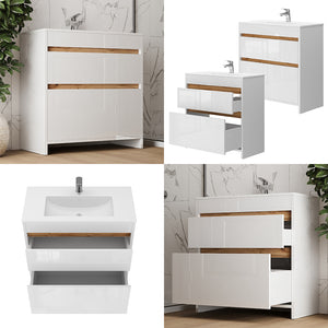 Vicco Set di mobili da bagno Bianco 2 parti, mobile base 80 cm