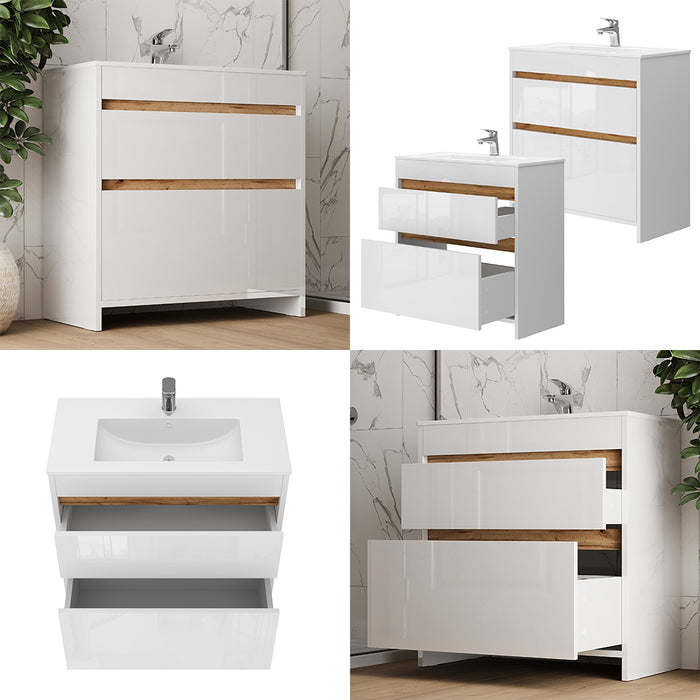 Vicco Set di mobili da bagno Bianco 2 parti, mobile base 80 cm