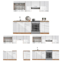 Vicco Cucina componibile Bianco lucido/oro power oak 240 cm , PL Marmo