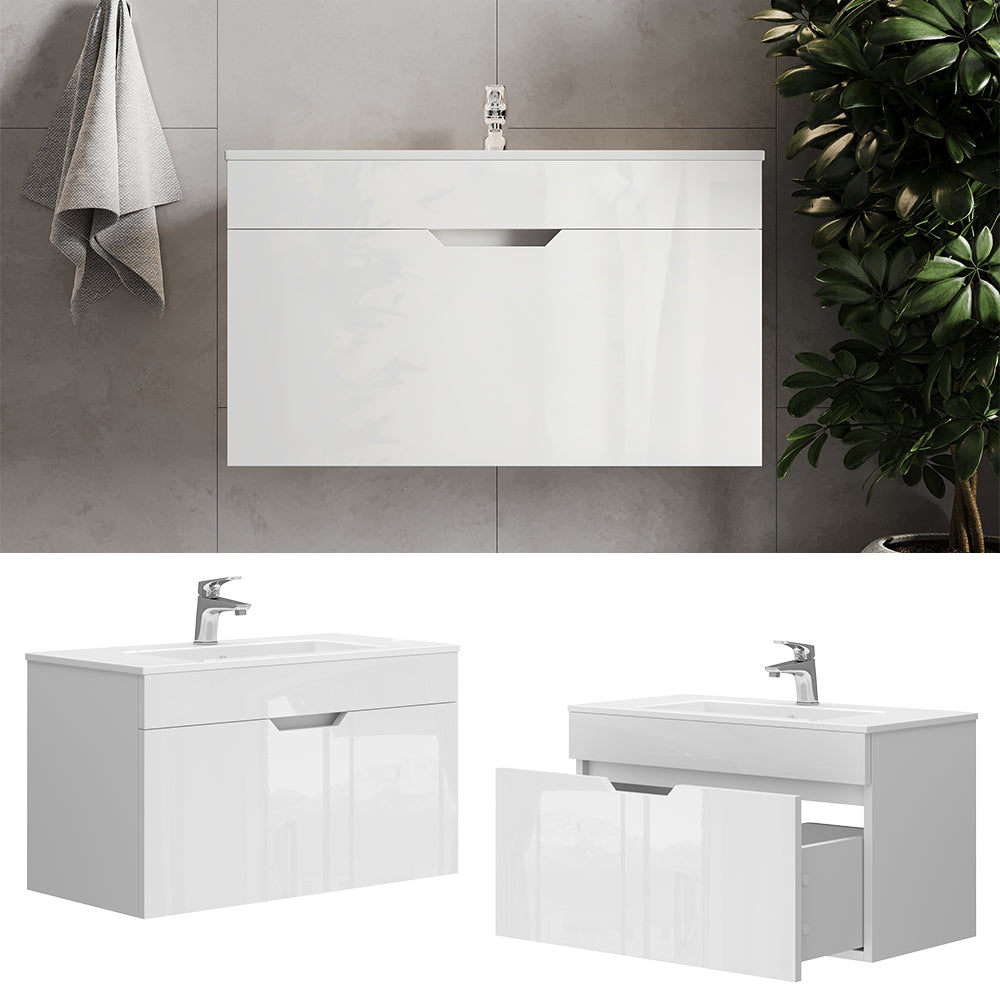 Vicco Set di mobili da bagno Bianco 2 parti, mobile base 80 cm